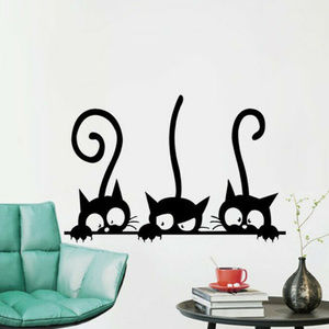 Wall Art - CAT WALL STICKER - 3 Cats Decoration 12"x8" Art Wall Art - CAT WALL STICKER - 3 Cats Decoration 12"x8" Art